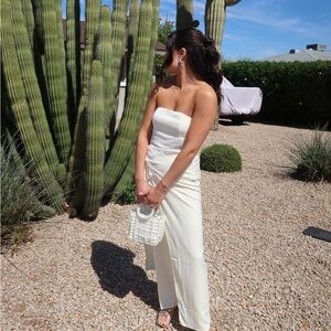 Strapless Cream Maxi Dress - Elegant Summer Two Piece Set